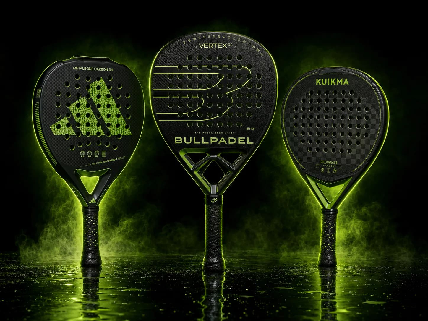 Adidas Metalbone Carbon 3.4, Bullpadel Vertex 04 en Kuikma Power Carbon, topkeuzes voor gevorderde padelspelers